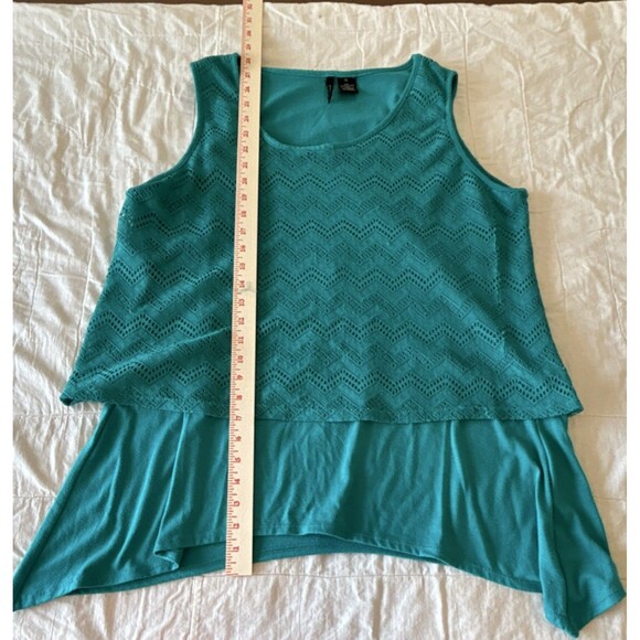 new directions Tops - New Directions Teal Chevron Lace Sleeveless Tank Top XL Women’s